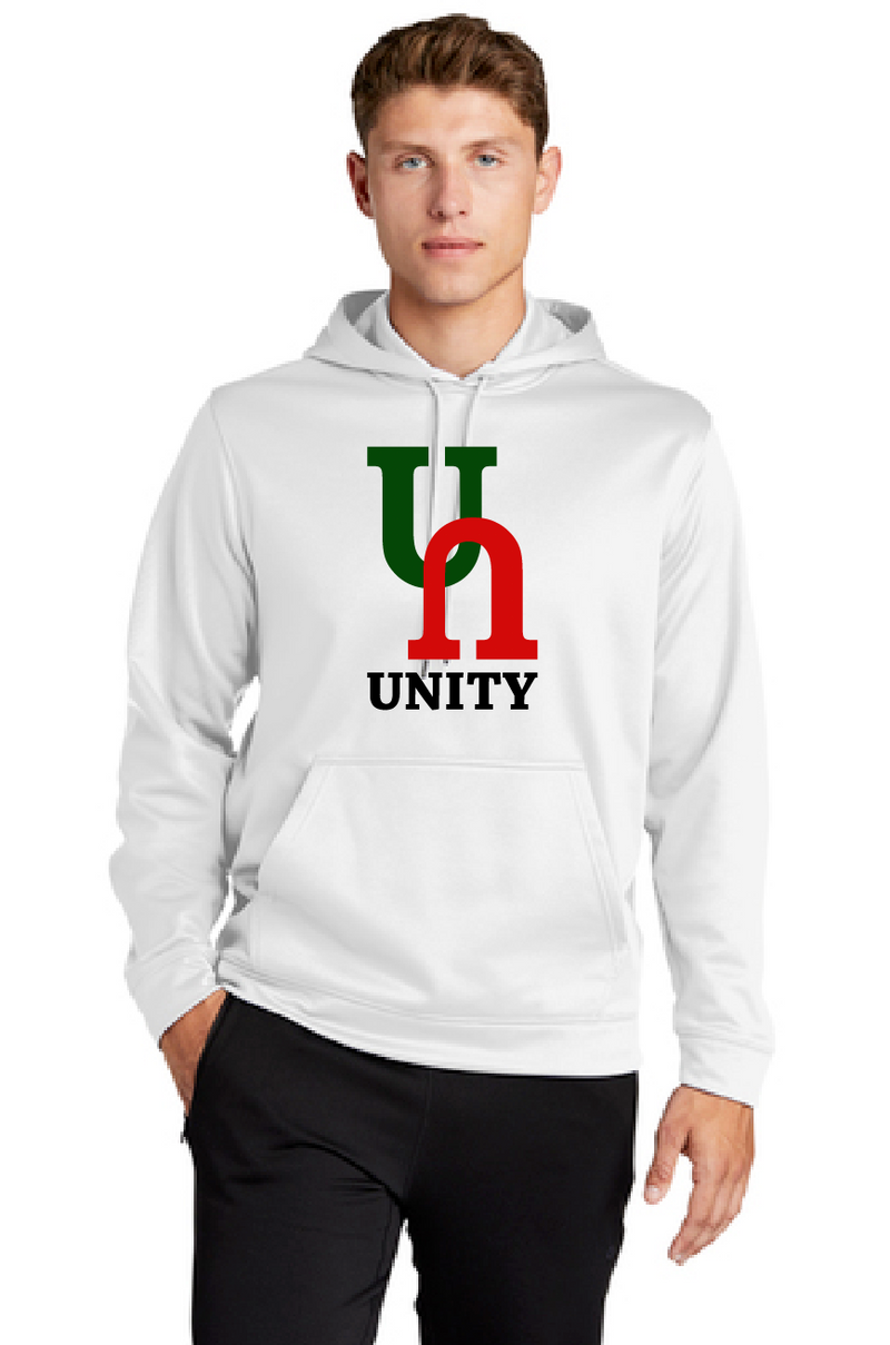 Unity Sport-Tek® Sport-Wick® Fleece Hooded Pullover White with Green and Red Logo