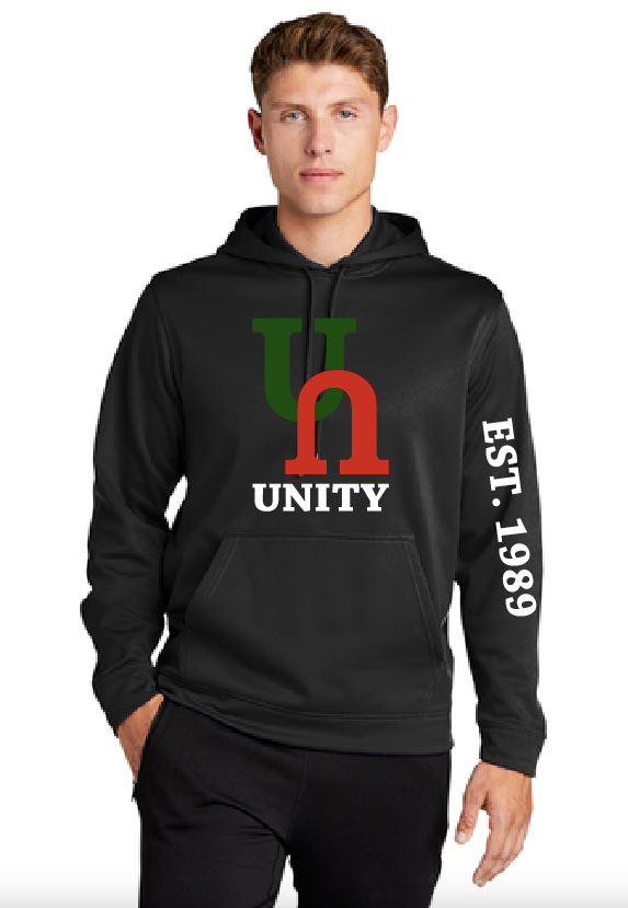 Unity Sport-Tek® Sport-Wick® Fleece Hooded Pullover Green and Red Logo EST