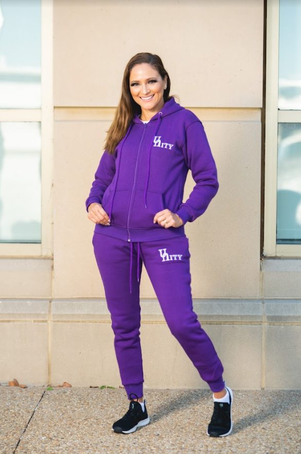 Ladies Warm Up Suit Embroidered Purple