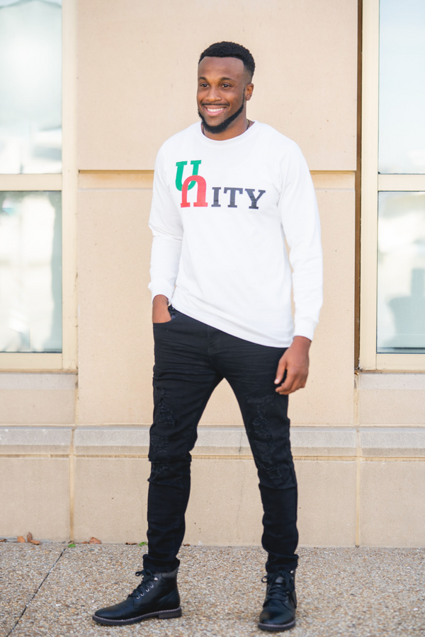 Men's Long Sleeve Tee White with Full Color Logo